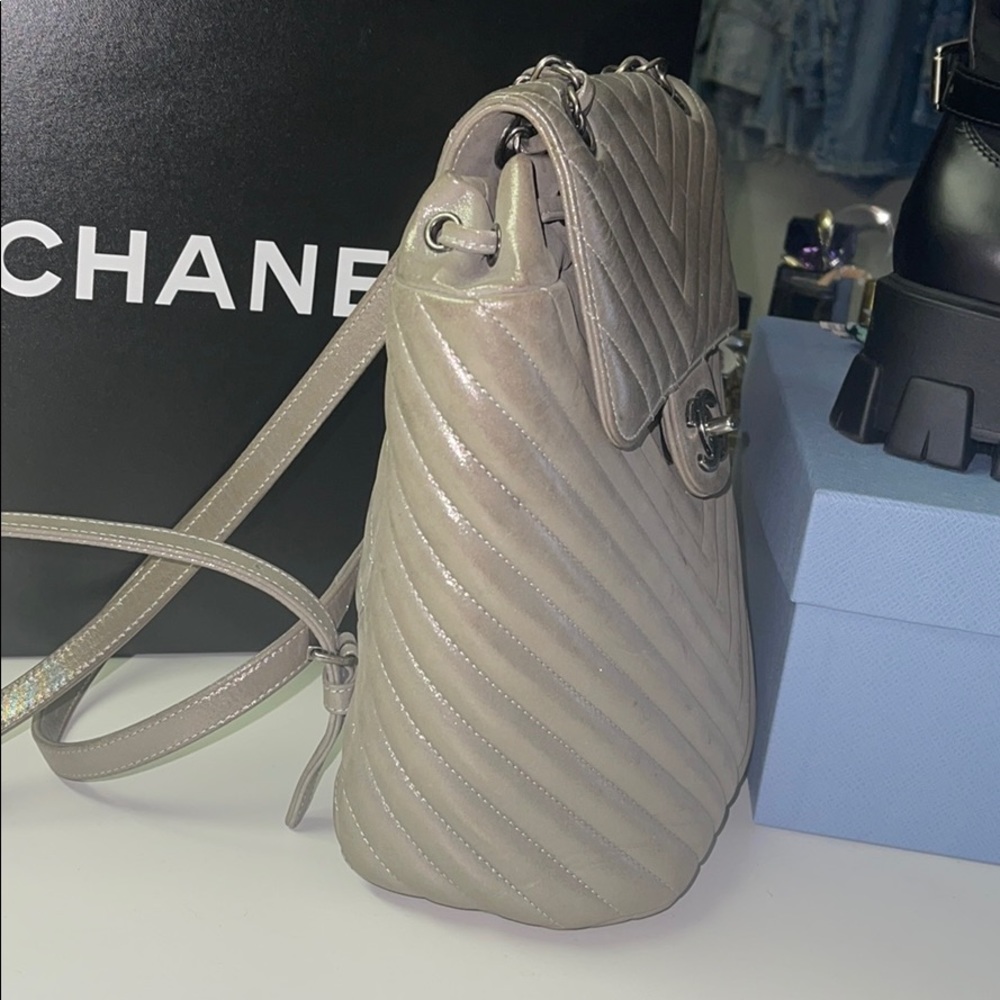Chanel Chevron Silver Backpack - image 4